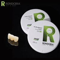 Disque de zircone translucide Rondcera Advanced 42%-49% pour une intégrité marginale et un ajustement supérieurs, avec dégradé de couleur sans joint