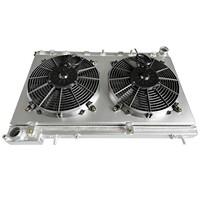 Radiator Aluminium 2812 + Pelindung Kipas untuk Subaru Forester Turbocharged 2004-2005 SG5 3 Baris Otomatis 45119SA000