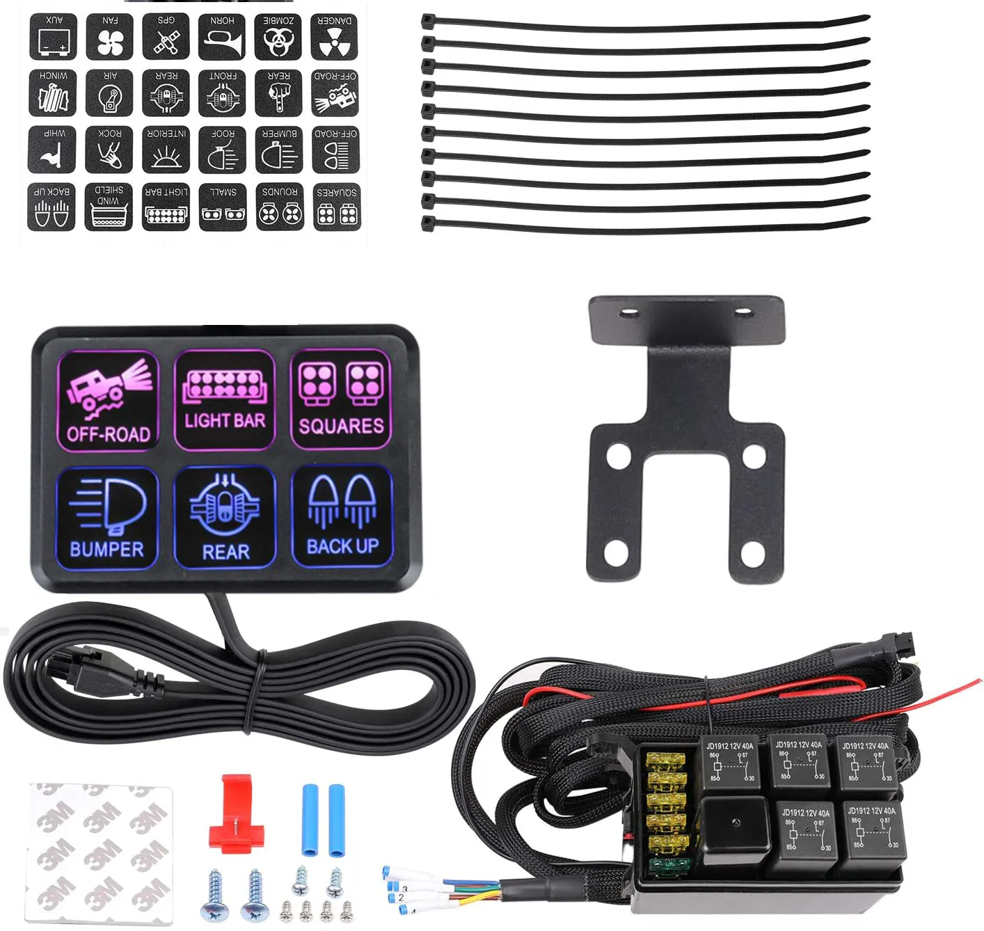 Universal 12V ON OFF Circuit Control Box Racing Marine Switch Pod Light Touch Switch Box 6 Gang Switch Panel for Truck ATV Car