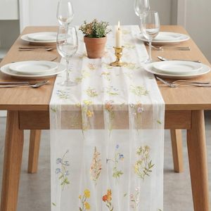 Runner da Tavola in Tulle Ricamato con Fiori Selvatici, 100% Poliestere, Riutilizzabile, Personalizzabile con Logo e Colore, 120 Pollici (10 Piedi) per <span class=keywords><strong>Cucina</strong></span>, Sala da Pranzo, Matrimoni - Product Image 3