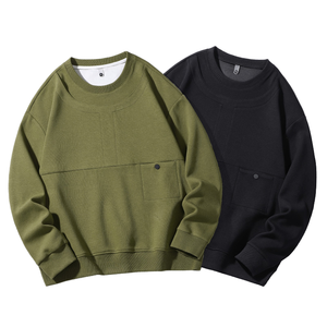 Sudadera con Capucha y Diseño Recortado para Hombre, Talla Grande, Tejido de Punto Ecológico, Estilo Pullover de Manga Larga para Primavera - Product Image 1