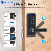 Cerradura de Puerta Biométrica Inteligente con Lector de Huellas Dactilares Semiconductor 6085, Seguridad Electrónica sin Llave, App Ttlock Tediton