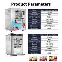 Mesin Pembuat Es Krim Gelato Italia Komersial 4.3L 1.4KW Pendinginan Langsung untuk Toko Es Krim Artisan