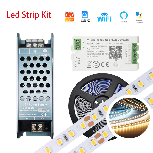 Hot 24v Dimmable White Rgb Rgbww Tuya Smart Wifi Ceiling Led Strip Light for Modern Home House