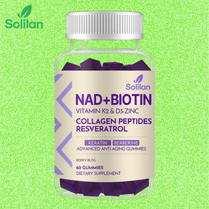 Solilan OEM caramelo de goma de colágeno con vitaminas de biotina 3G 60 botella de caramelo de goma para el crecimiento de la piel del cabello productos de belleza NAD - Product Image 1