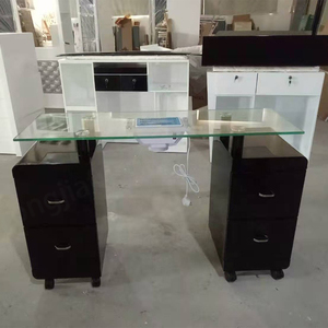 Foshan, gran oferta, precio barato, vidrio templado, mesa de uñas de madera de belleza blanca, MESA DE MANICURA con colector de polvo - Product Image 4