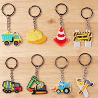 Porte-clés mousqueton en PVC étanche avec logo 3D personnalisé, style échantillons de véhicules de chantier, cadeau d'anniversaire, pour sacs de cadeaux de fête en gros