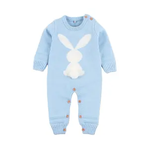 Mimixiong Custom Newborn Baby Winter Clothes Long Sleeve Cartoon Rabbit Baby Boutique Clothing Baby Dress For Children