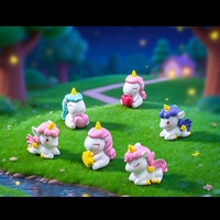 Figurines d'animaux micro-cartoon, licorne étoile, mini-artisanat en plastique pour ornement de bureau, décoration de jardin féerique à domicile, cadeau pour enfants