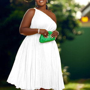 Vestidos eleganti abiti da ballo monospalla abito da ufficio pieghettato abbigliamento donna - Product Image 4