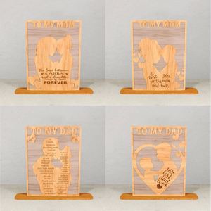 Placa de Madera Personalizada al por Mayor, Grabada, Regalo para el Día de la Madre y del Padre, Decoración para el Hogar, Adorno Artesanal de Madera con Soporte - Product Image 2