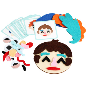 New Learning Toys Social Emotional Learning Activities Emotion Cards Kids DIY Make Faces Describe Feelings Felt Educational Toy - Product Image 6