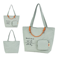 Sac fourre-tout à bandoulière Oxford tendance avec imprimé dessin animé, effet froissé, pochette pliable amovible et fermeture éclair multi-poches