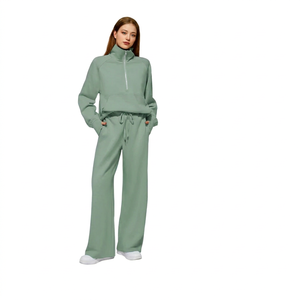 Women's <b>2</b> <b>Piece</b> Fleece Tracksuit Set Full Sleeve Zipper Stand Collar Loose Fit Solid <b>White</b> Casual All Seasons Sport Wear - Product Image 1