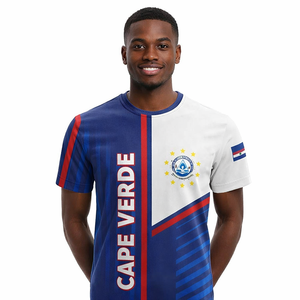 T-shirt de football essentiel pour les supporters de l'équipe nationale de Cap-Vert 2026, T-shirt à manches courtes avec motif de requin pour hommes - Product Image 5