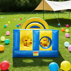 Parcours d'obstacles gonflable pour enfants DFRL, taille personnalisée, qualité commerciale, PVC 0,55 mm, 32 pieds, jaune et bleu, garantie 3 ans - Product Image 5