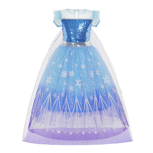 Nuovo arrivo Ice Queen Kids Party Dresses principessa festa di Halloween vestito da principessa con mantello - Product Image 1