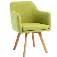 Fauteuil de salon en tissu de velours, chaise avec jambes en bois massif, nouveau style moderne