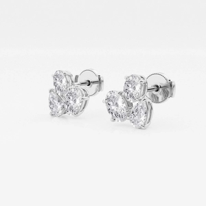 Elegantes Pendientes de Diamantes Cultivados en Laboratorio con Mosaico Ovalado y en Forma de Pera de 1 ¾ Quilates, con un Brillo Radiante, Joyería de Lujo Ética - Product Image 4