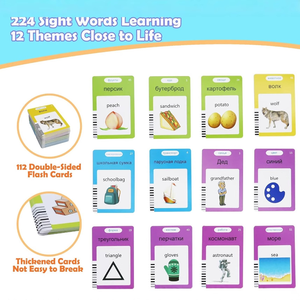 เครื่องเรียนรู้เสียงสำหรับเด็ก ของเล่นเสริมพัฒนาการเด็กเล็ก บัตร<span class=keywords><strong>คำ</strong></span><span class=keywords><strong>ศัพท์</strong></span>พูดได้สองภาษา รัสเซีย-อังกฤษ - Product Image 5