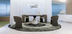 Table <span class=keywords><strong>à</strong></span> <span class=keywords><strong>manger</strong></span> Runxi de style italien minimaliste de luxe, base en marbre naturel, plateau en métal, forme de goutte d'eau, Aqua <span class=keywords><strong>Roche</strong></span> <span class=keywords><strong>Bobois</strong></span> - Product Image 4