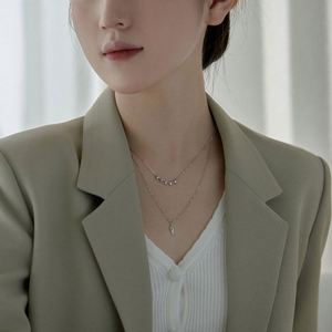 Dylam Elegant Jewelry Stylish 925 Sterling Silver Rhodium 18K Gold Plated Muliti-layer Triangle Pendant <b>Necklace</b> - Product Image 3
