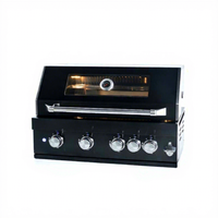 Barbecue à gaz encastrable en acier inoxydable noir, 4 brûleurs, appareil de cuisson pour cuisine extérieure