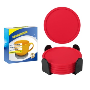 Custom Round 10cm <b>Silicone</b> Drink Cup Mat Heat Resistant Coffee Cup <b>Pad</b> Non-slip <b>Silicone</b> Coaster - Product Image 3