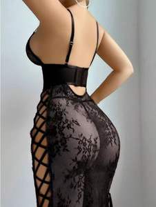 เดรสชั้นในสตรีเซ็กซี่ไม่มีสายและรัดสะโพกสีแดงลูกไม้แบบบานออกแนวยุโรปและอเมริกัน - Product Image 5