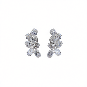 Orecchini in Oro Bianco con Diamanti Taglio Ovale Colore D Naturale Certificati per Gioielli da Sposa di Lusso da Donna - Product Image 1