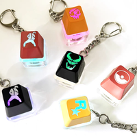 Laser Sculpture Transmission de la lumière Keycap Porte-clés LED Personnalisé Cliquez Porte-clés Luminescence Keycap Fidget Click Fidget Porte-clés