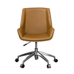 Cadeira de escritório elegante em couro PU para gerente executivo de negócios de madeira de luxo