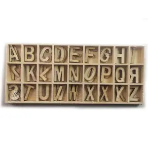 Ensemble de chiffres en bois de lettres en bois avec diviseur rustique adapté aux jouets d'apprentissage des enfants avec ensemble de plateau de rangement