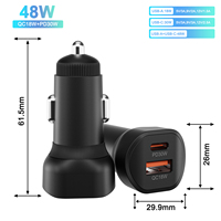 Chargeur de voiture 48W QC3.0 & PD à double port Type-C avec charge rapide SCP pour appareils Android et écouteurs