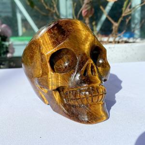 Calaveras de Cristal de Ojo de Tigre Talladas a Mano, Naturales, al por Mayor, Arte Coleccionable Decorativo - Product Image 4