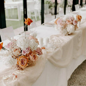 <span class=keywords><strong>Chemin</strong></span> <span class=keywords><strong>de</strong></span> <span class=keywords><strong>table</strong></span> en <span class=keywords><strong>gaze</strong></span> longue personnalisable, style classique, tissage haute densité, 100% <span class=keywords><strong>coton</strong></span>, motif uni, 10 pieds x 35 pouces <span class=keywords><strong>de</strong></span> large, pour mariage et maison - Product Image 2