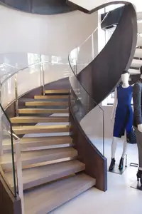 Escalera curva de alta calidad, diseño de escaleras, Fábrica de Foshan, villa, moderna, China