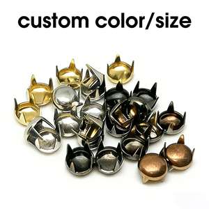 En stock: Remaches de metal de hierro de 2-10mm con cabeza redonda tipo hongo, remaches de latón y cobre de cuatro garras para bolsos, cuero y cinturones. - Product Image 2