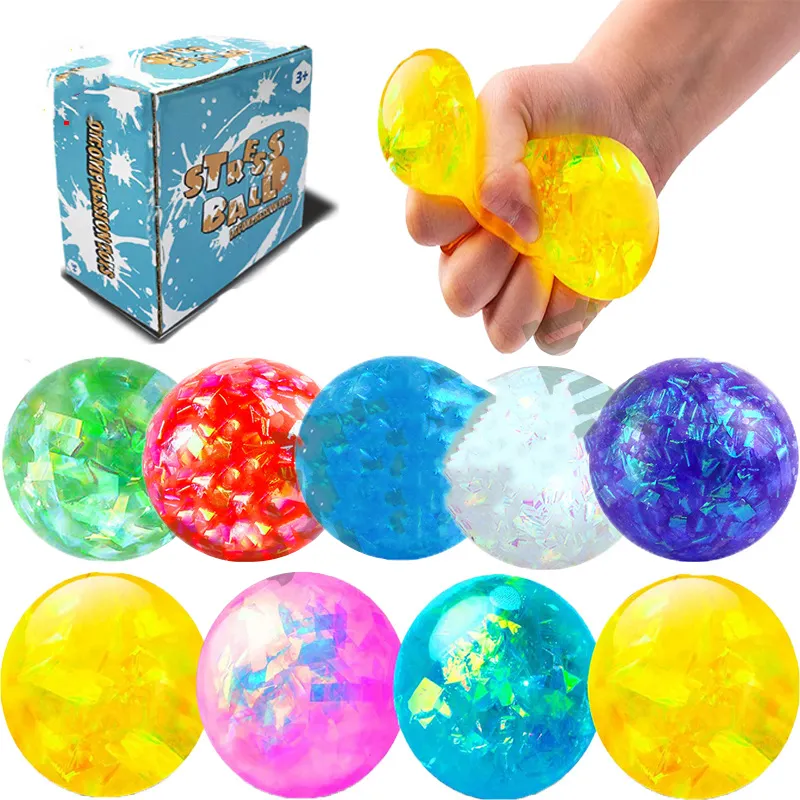 Amazon Hot Sell Squishy Stress Toy Balls with DNA Colorful Beads Relieve Stress Anxiety Fidget Toy For Kids