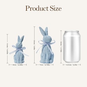 DAMAI Mint Green Woven Look Resin Figurines Satin Bow Decor Rabbit Statue for Easter Spring Home Table Decoration Easter Bunny - Product Image 4