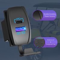 Enchufe USB Tipo Interruptor Basculante con Puertos Duales PD y QC3.0 de 12-24V para Autos, Barcos, Autobuses, Camiones, Carritos de Golf y Autocaravanas