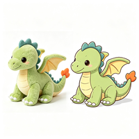 Peluche personnalisable : Adorable figurine de dragon en peluche douce, style dessin animé, vente en gros, jouet en peluche sur mesure