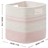 Panier à linge rose au design le plus récent, paniers de rangement en corde de coton, paniers à linge de grande taille avec poignées durables, couleur personnalisée