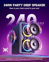 Boombox Hotlemon 240W avec fonction karaoké - Entrée micro intégrée, basses puissantes, 15 heures de lecture, TWS, enceinte portable d'extérieur