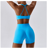Soutien-gorge de sport effet seconde peau sexy, design dos nu, maintien moyen, coussinets amovibles, push-up, en Spandex et Nylon, respirant, séchage rapide