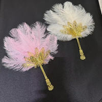 Éventail en Plumes d'Autruche Naturelles pour Danse Scénique et Accessoires de Diffusion en Direct, Décoration de Fête et Photographie Hanfu Chinois