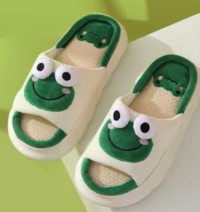 Frosch Sommer Paar Vier Jahreszeiten Tragen Leinen Hausschuhe Süße Frosch Indoor Hausschuhe Anti-Rutsch Dick Sohlen Sommer Hausschuhe - Product Image 6