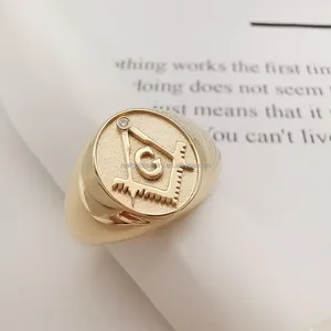 Aangepaste 14K Real Gold Masonic Ring Klassieke Ontwerp Puur Goud AU585 Vrijmetselaars Fijne Sieraden Ring