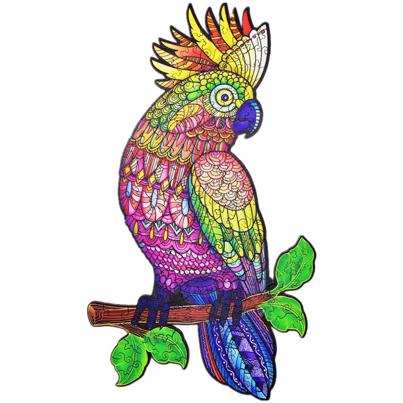 Hot Seller Colorful 3D Mysterious Animals Creative DIY Kids Adult Puzzle Game Parrot Jigsaw Puzzle Pieces