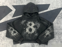 Sweat à capuche vintage noir délavé motif 8 Ball, imprimé DTG Kornit personnalisé, coupe oversize streetwear, pull décontracté style hip-hop